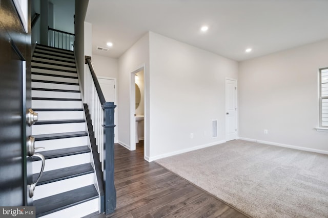 entrance foyer with dark wood-type flooring