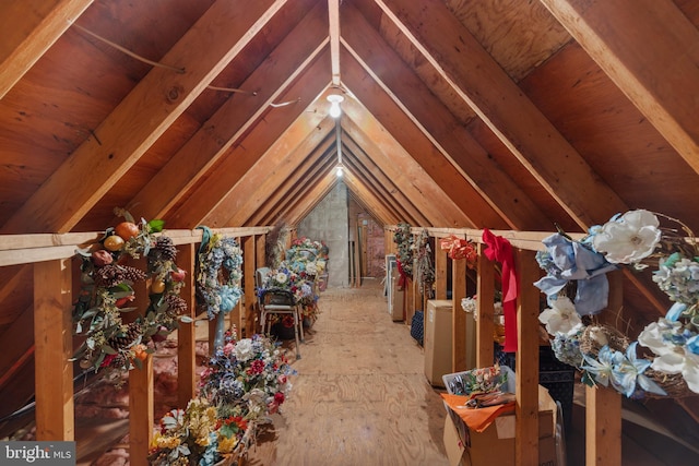 view of unfinished attic