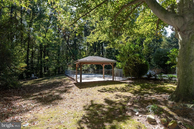 view of yard with a patio and a gazebo