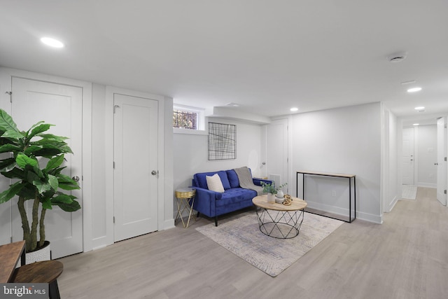 living room featuring light hardwood / wood-style floors