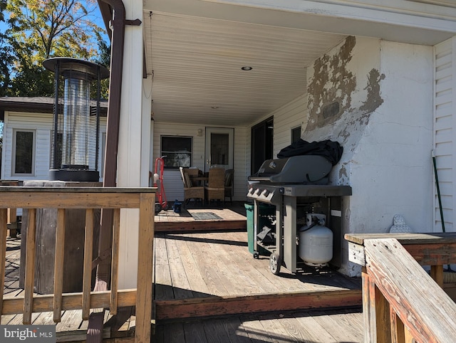 deck with a grill