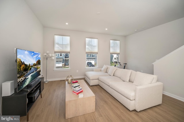 living room featuring light hardwood / wood-style floors