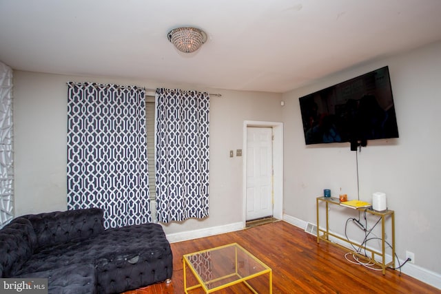 living room featuring hardwood / wood-style flooring