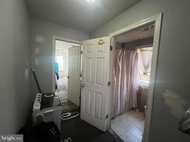 interior space featuring light tile patterned floors