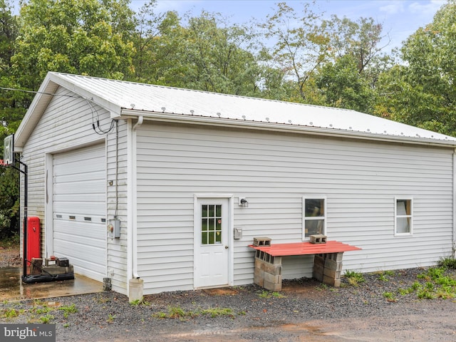 exterior space with a garage