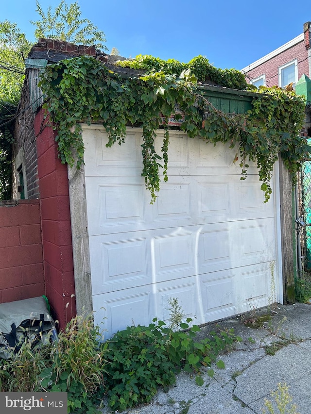 view of garage