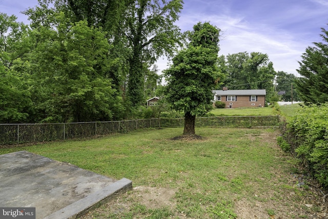 view of yard featuring a fenced backyard