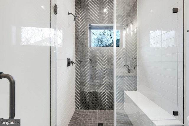 bathroom featuring walk in shower