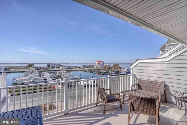 balcony with a water view