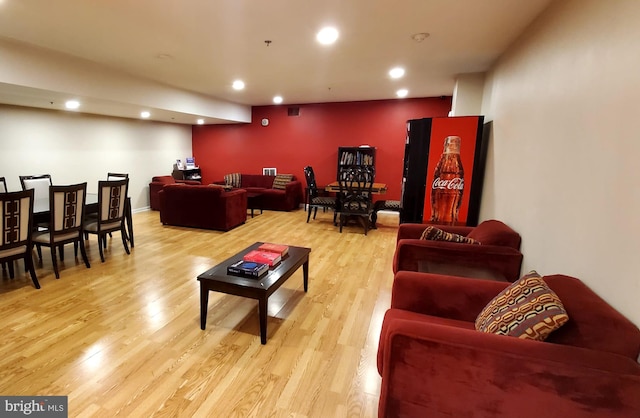 living room with light wood-type flooring