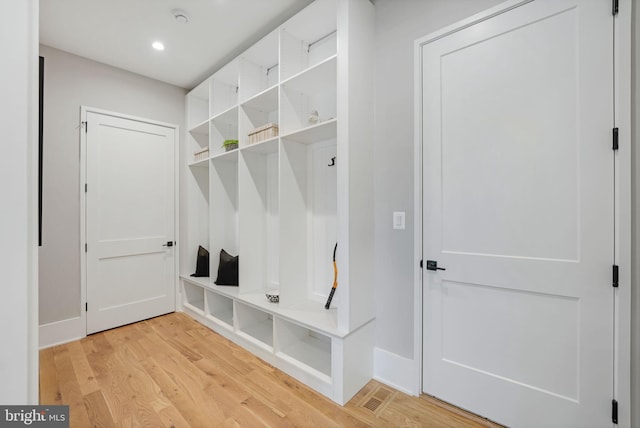 mudroom featuring light wood-type flooring