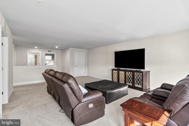 living room with light carpet