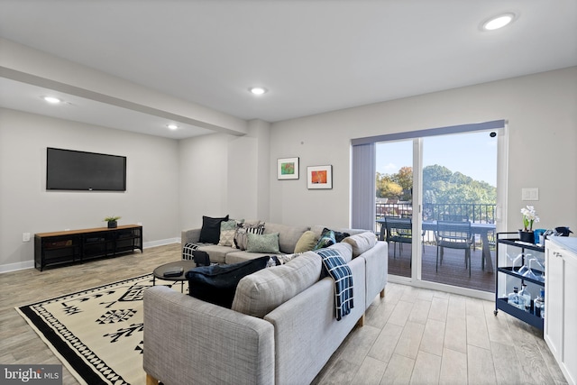 living room with light wood-type flooring