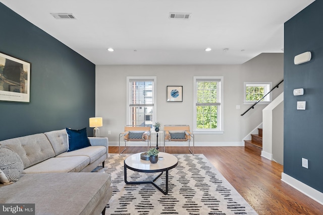 living room featuring wood-type flooring