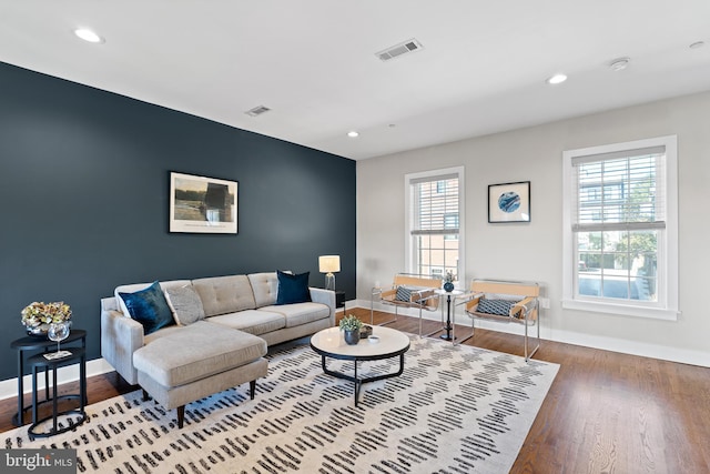 living room featuring hardwood / wood-style flooring