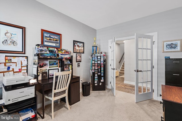 view of carpeted office space