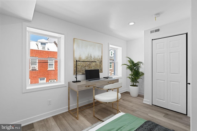 office featuring light hardwood / wood-style floors