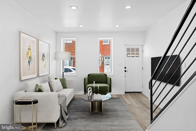 living room featuring light hardwood / wood-style flooring