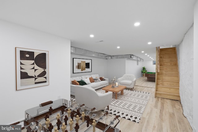 living room featuring light hardwood / wood-style flooring