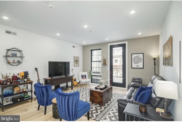 living room featuring light hardwood / wood-style flooring