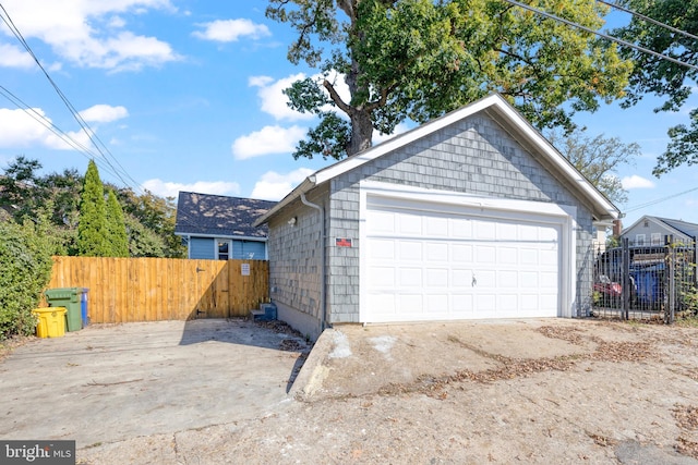 view of garage