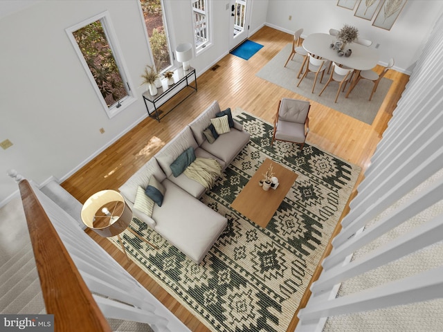 living room with wood-type flooring