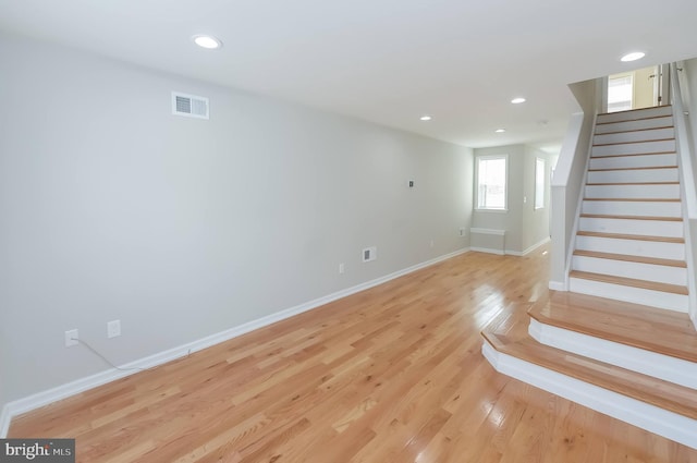 unfurnished living room featuring light hardwood / wood-style flooring