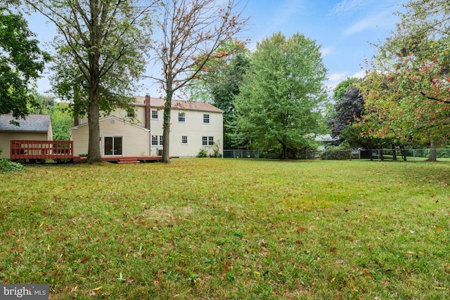 view of yard featuring a deck