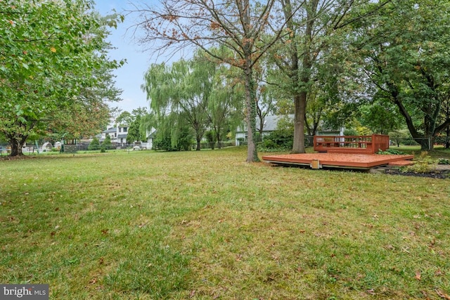 view of yard with a deck