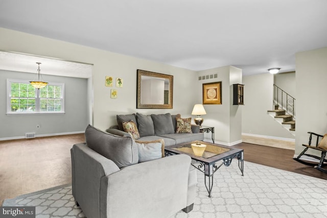 living room featuring hardwood / wood-style flooring