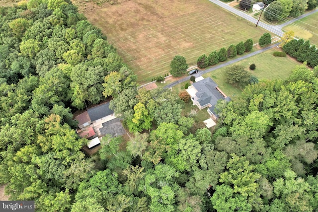 birds eye view of property featuring a rural view