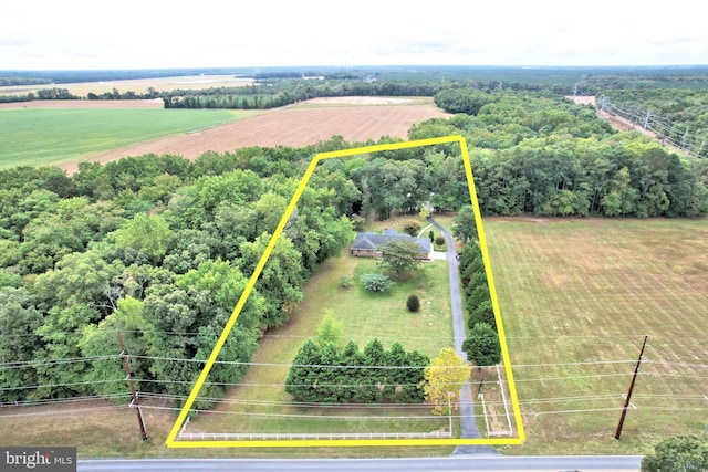 drone / aerial view featuring a rural view