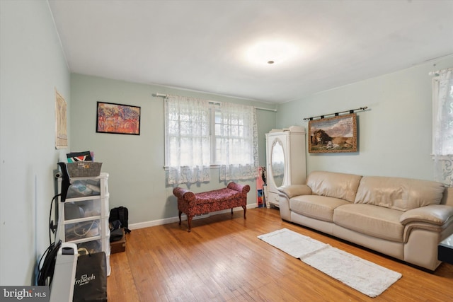 living room with light hardwood / wood-style flooring