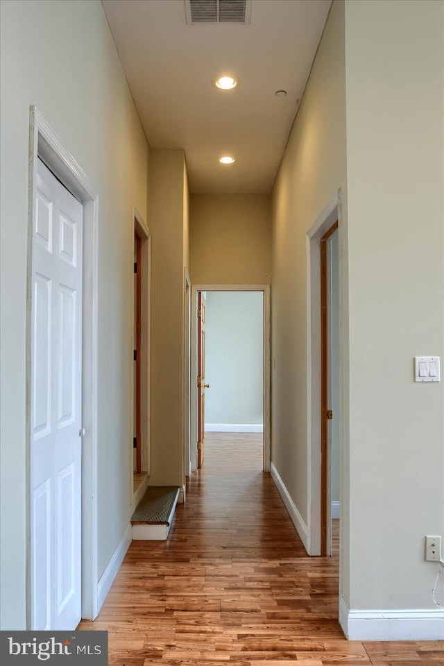 hall featuring light hardwood / wood-style flooring