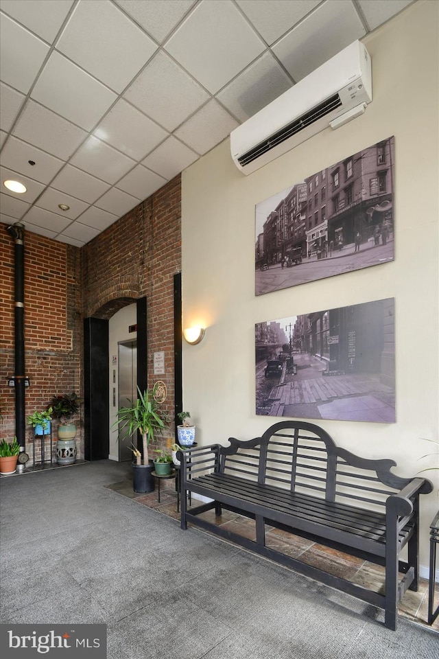 interior space with a wall mounted AC