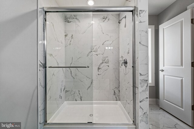 1406 Circle Dr, Forked River, NJ 08731 - full bath featuring a marble finish shower and marble finish floor