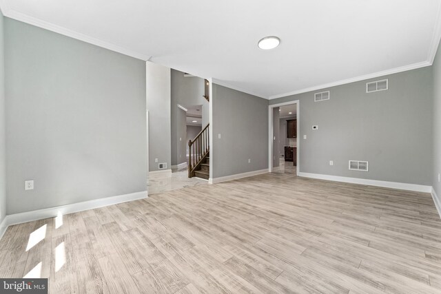 1406 Circle Dr, Forked River, NJ 08731 - unfurnished living room featuring stairway, visible vents, and light wood finished floors