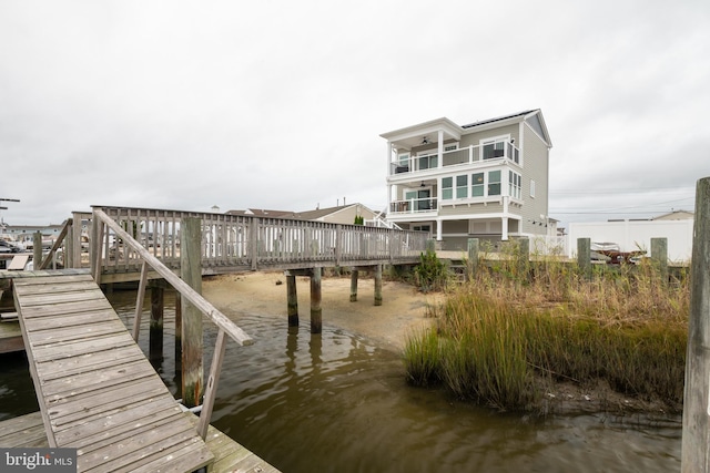 view of dock featuring a water view