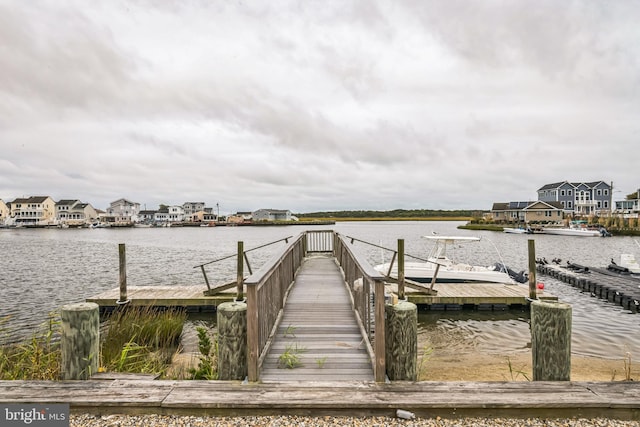 view of dock featuring a water view