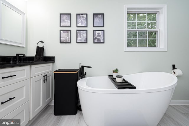 bathroom featuring a tub to relax in and vanity