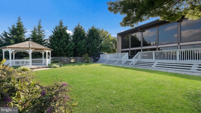 view of yard with a gazebo