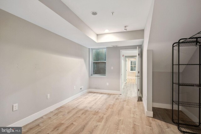 unfurnished bedroom featuring light wood-type flooring