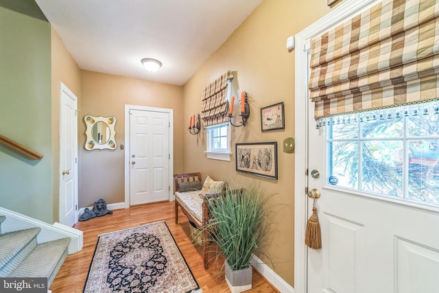 foyer entrance featuring light hardwood / wood-style floors and plenty of natural light