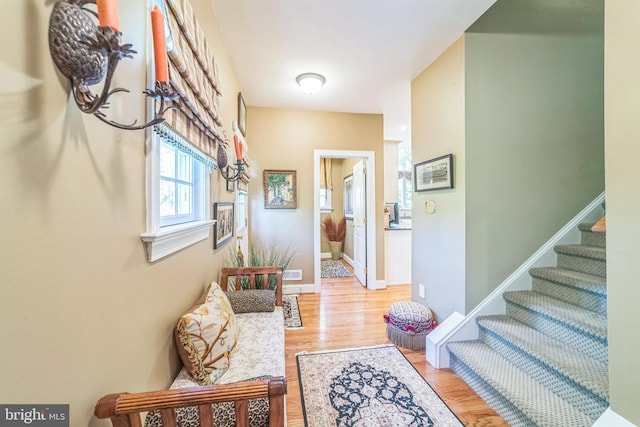 interior space with light hardwood / wood-style flooring