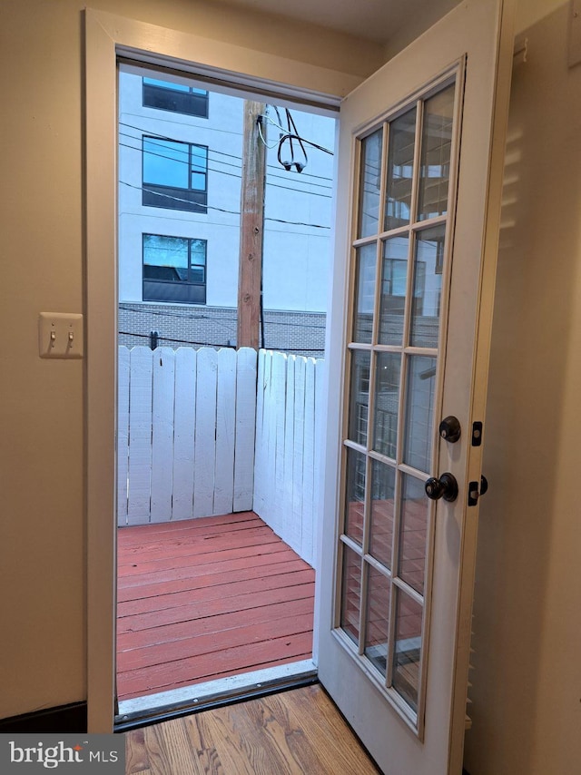 doorway to outside featuring hardwood / wood-style floors