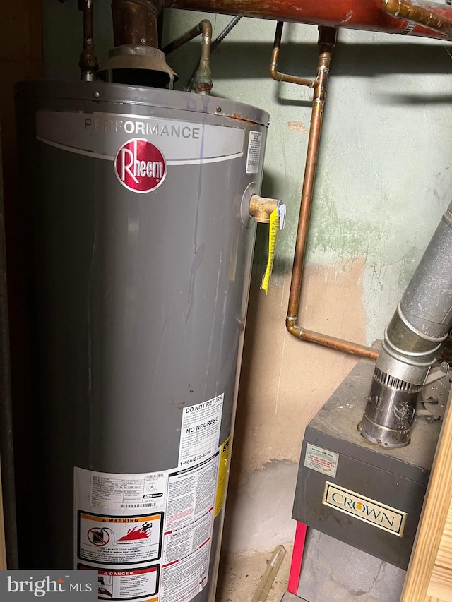 utility room featuring water heater