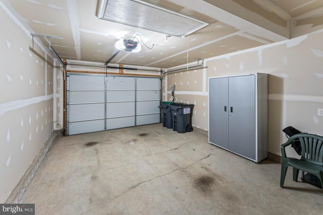 garage with a garage door opener