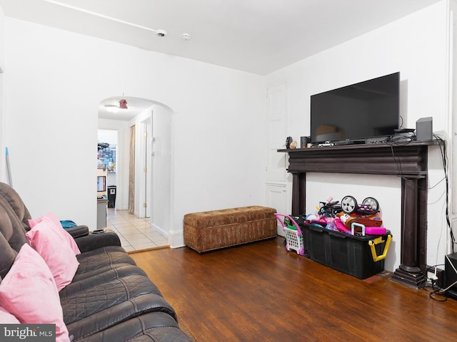 living room with hardwood / wood-style floors