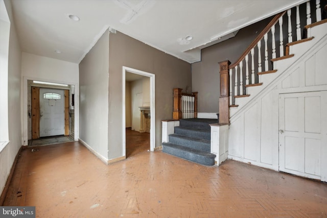 entrance foyer with parquet floors