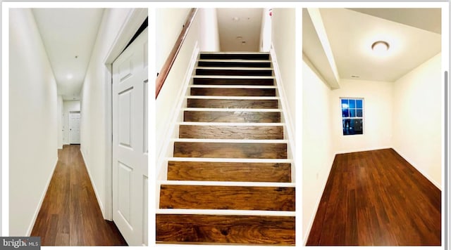 stairs with wood-type flooring